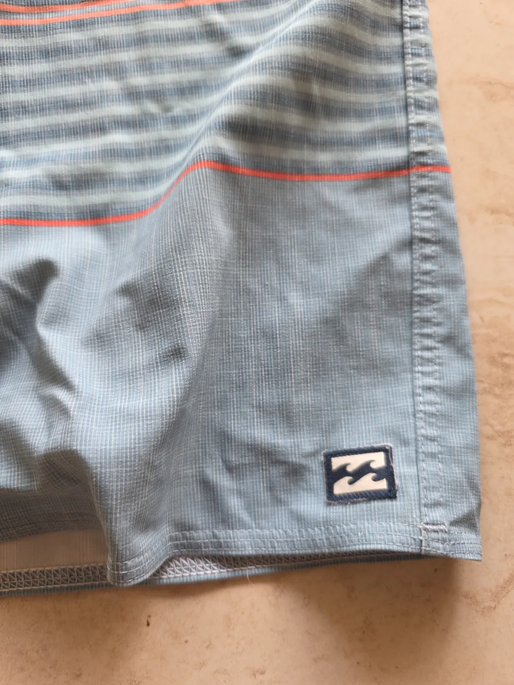 Billabong Teal Stripe Swim Boardshorts with Red Accents